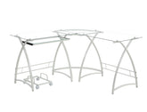 Dazenus Clear Glass & White Finish Desk Model OF00040 By ACME Furniture